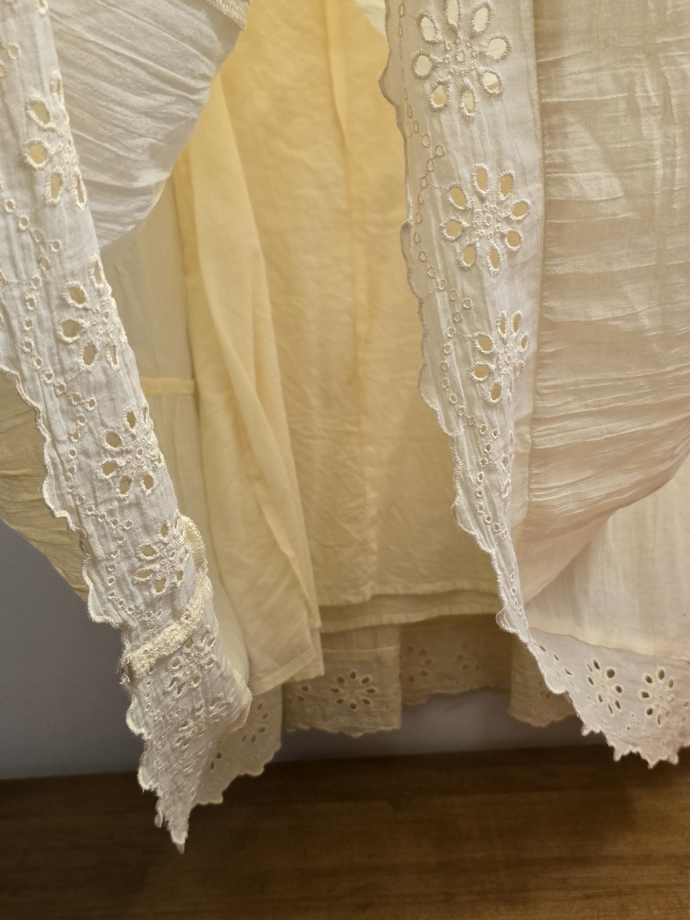 Gap Textured Crinkle Crochet Mini Dress in yellow with flutter sleeves - Picture 2 of 3